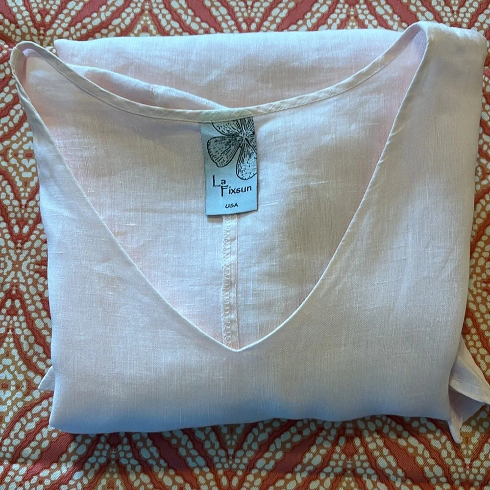 La Fixsun pale pink linen tunic EUC - Picture 10 of 10